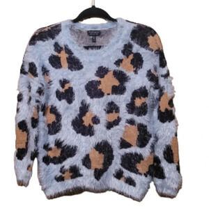 Topshop Womens Fuzzy animal print sweater. Size 4